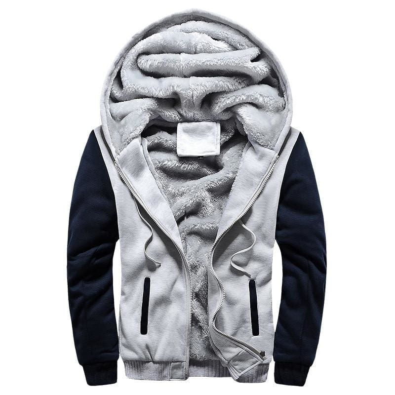 winter thick warm fleece zipper men hoodies