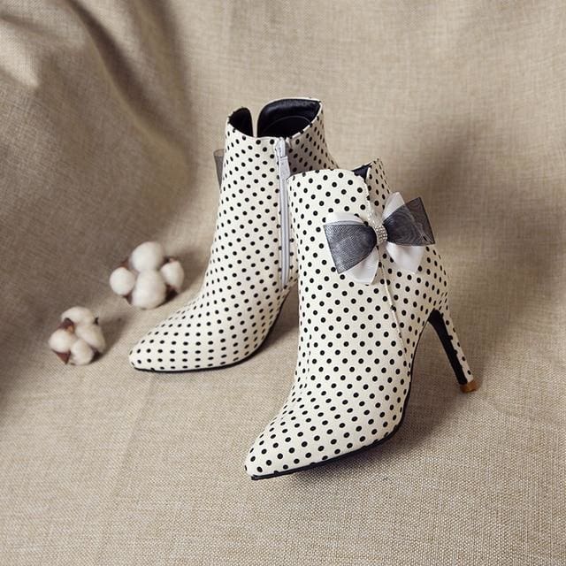 women pointed toe zipper thin heel ankle boots