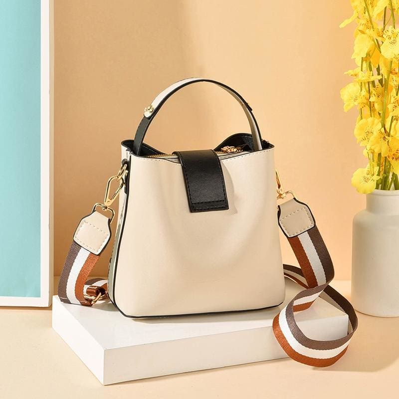 women pu leather shoulder bag with colorful strap