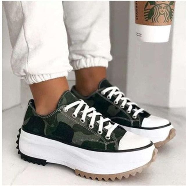 Zebra Pattern Canvas Women Sneakers Army / 38 WOMEN SNEAKERS