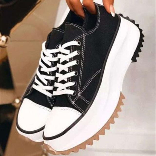 Zebra Pattern Canvas Women Sneakers Black High / 37 WOMEN SNEAKERS