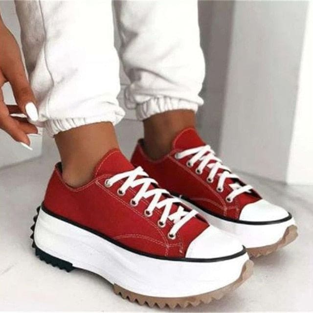 Zebra Pattern Canvas Women Sneakers Red / 42 WOMEN SNEAKERS