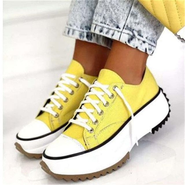 Zebra Pattern Canvas Women Sneakers Yellow / 35 WOMEN SNEAKERS